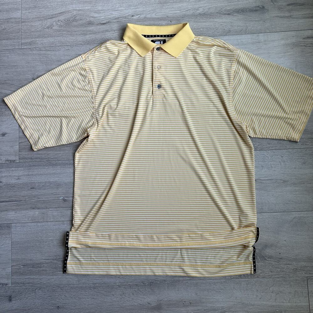 FootJoy FJ Prodry Stretch Lisle Stripe Polo Men Large Yellow $80